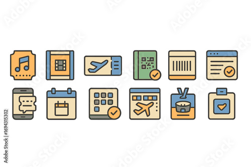 Travel and tourism outline icon set. vacation, adventure, ticket booking outline icons