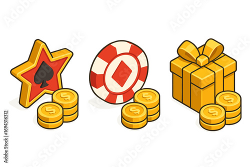 Casino and gambling filled icon set. poker, chips, jackpots collection for gaming