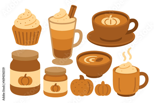 Autumn theme solid icon set. cozy, seasonal graphics with warm, comforting vibes