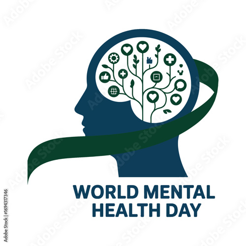 World Mental Health Day Awareness Design Illustration
