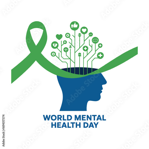 World Mental Health Day Awareness Design Illustration
