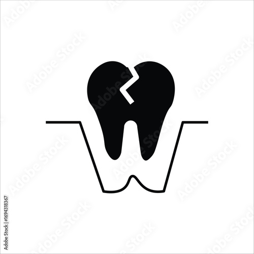 broken tooth icons. simple solid vector