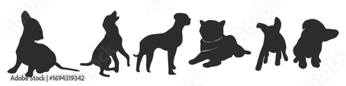 collection of dog silhouettes vector illustrations 