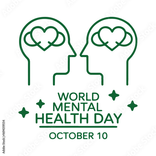 Minimalist World Mental Health Day Illustration with Heart and Head
