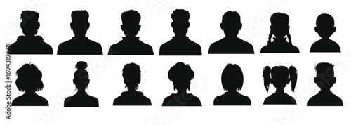 avatar silhouettes children and senior profiles