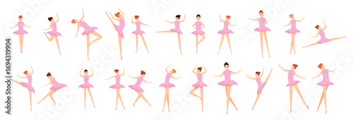 ballet icons set cartoon style vector illustration