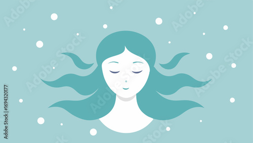 Calming Effect A serene face silhouette with soft flowing lines around it symbolizing tranquility while tiny exosome particles float around suggesting the calming effect of the