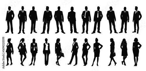 business people silhouette set business man and woman vector illustration