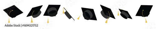 collection square academic cap mortarboard icons graduate vector illustration