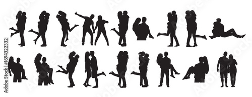 couples silhouette white background vector illustration
