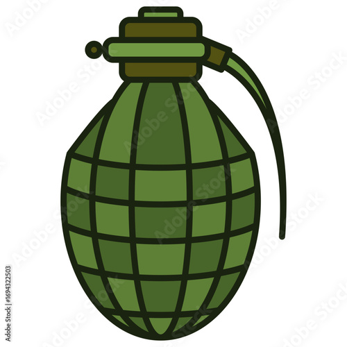 Minimalist Style Handdrawn Grenade Explosive Weapon Outline Icon