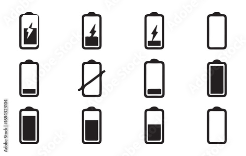 Battery Charging and Power Level Icons for Devices