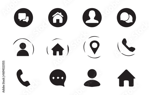 Contact, Home, and Communication Icons for Digital and Web Use