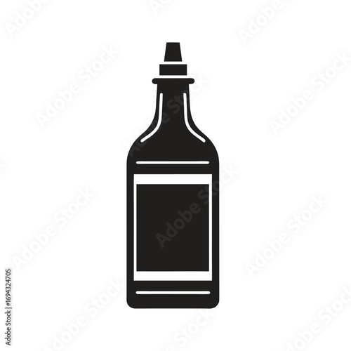 Silhouette of a wine bottle isolated on white background