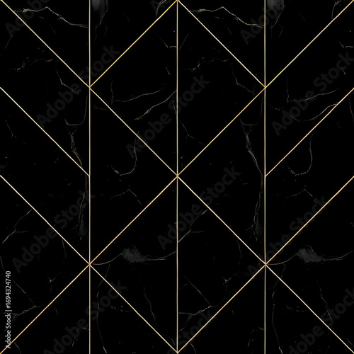 Black tile pattern with gold lines