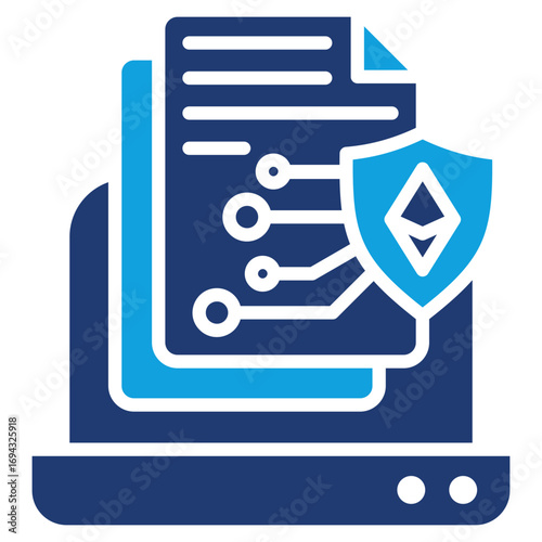 Smart Contract Flat Blue Icon