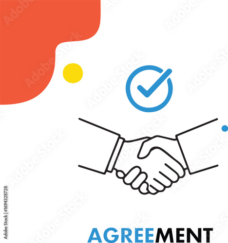 Vector art of agreement handshake icon with checkmark
