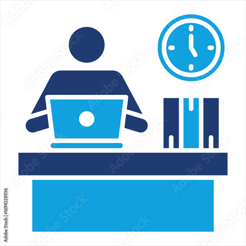 Office Secretary Flat Blue Icon Vector Illustration