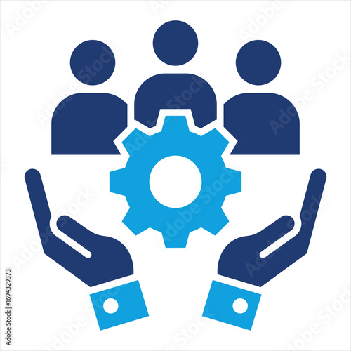 Workplace Culture Flat Blue Icon Vector Illustration