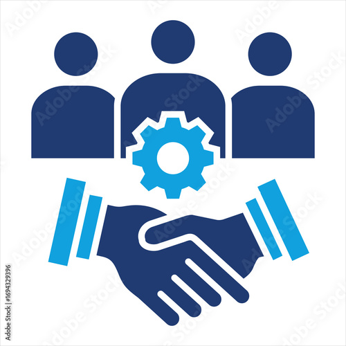 Teamwork Flat Blue Icon Vector Illustration