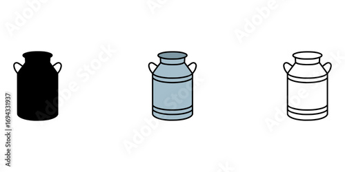 Classic milk can silhouette, stylized icon, and line art for a vintage farm aesthetic