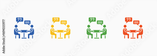 Job Interview Icon Collection Set Color Multiple Style