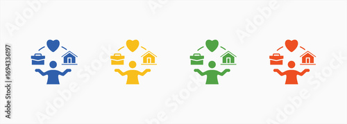 Work Life Balance Icon Collection Set Color Multiple Style