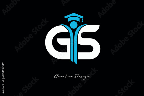 GS Creative Education monogram Logo Design Academic Graduation Symbol with Student Icon for Learning, Training & Professional Branding