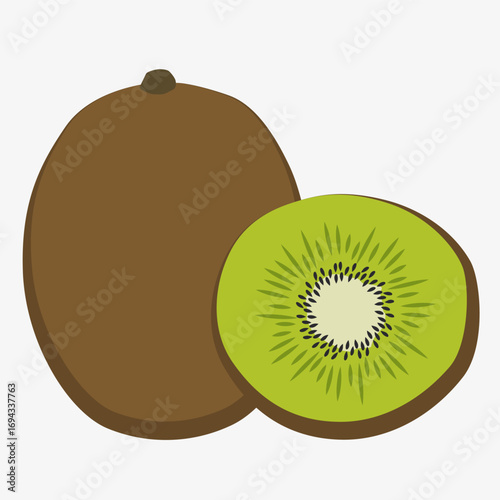 Illustration of a juicy ripe kiwi. For projects related to organic tropical fruits and beverages.