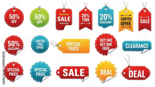 Discount Tags Vector Set | Sale Labels, Price Stickers and Special Offer Badges