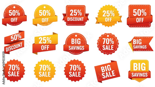 Discount Tags Vector Set | Sale Labels, Price Stickers and Special Offer Badges