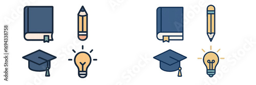 Essential academic and creative idea symbols for education, intellectual development, and innovative thinking concepts
