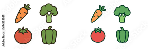 Colorful fresh healthy vegetables including carrot broccoli tomato and bell pepper for food and nutrition