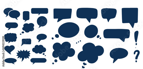 Set of speech bubbles. Speak bubble text, cartoon chatting box, message box. Blank empty speech bubbles