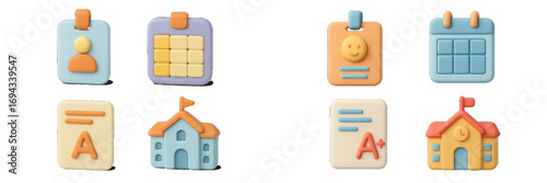 School and education 3D icons for learning and academic concepts