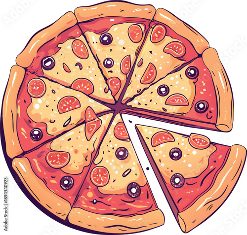  pizza with vector flat on minimalistic eps