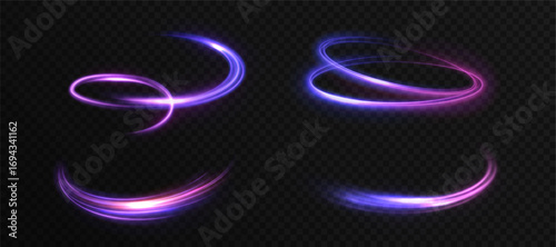 Bright purple-pink swirls and whirls with a glowing effect on a dark background. Suitable for futuristic designs, game interfaces, magical and fantasy compositions.