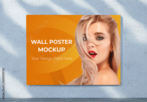 Horizontal Wall Poster Mockup with Realistic Shadows