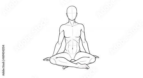 Figure drawing of a person in a seated position with crossed legs against white background