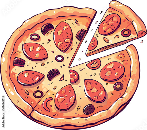 3d pizza vector flat on minimalistic  on eps vector