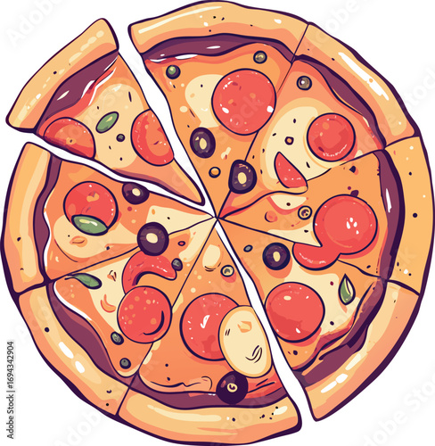 3d pizza vector flat on minimalistic