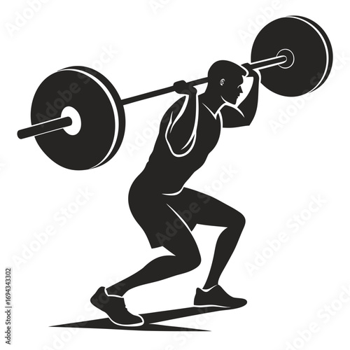 Icon of a muscular weightlifter in silhouette