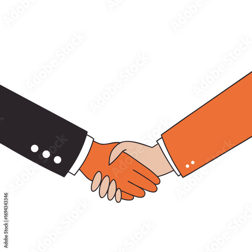 Flat illustration icon of a handshake between two individual