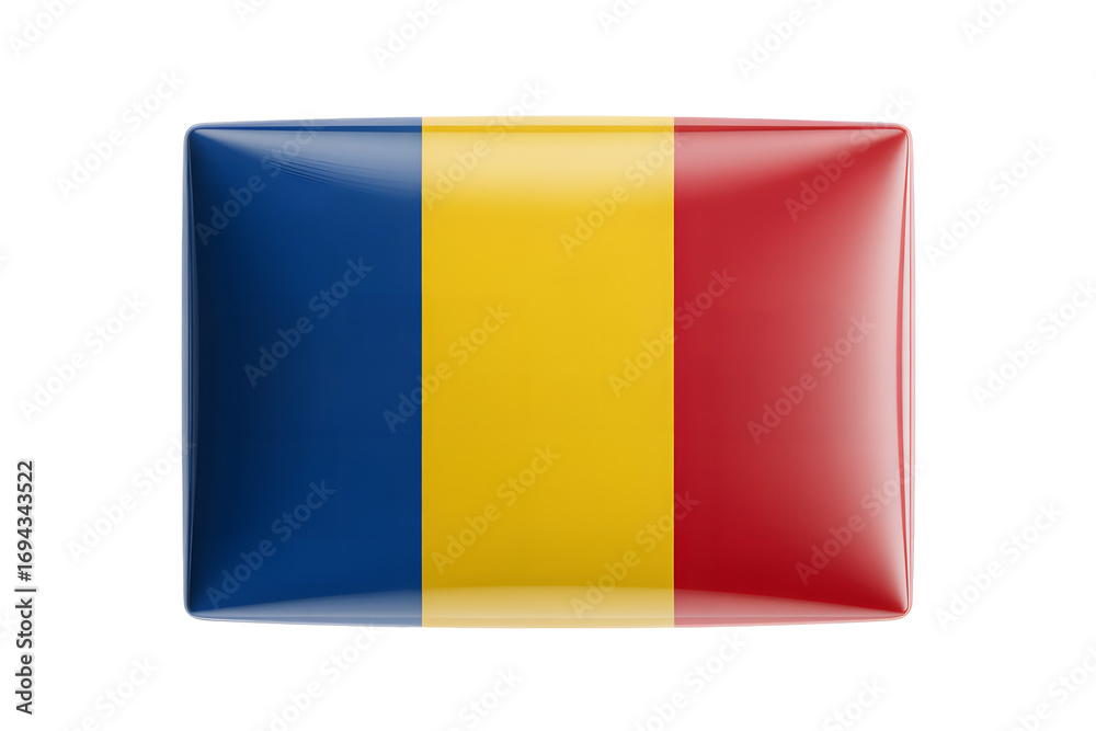 Fototapeta premium Romania's vibrant flag emblem represents national pride and identity for global unity and cultural heritage