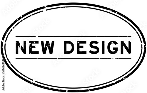 Grunge black new design word oval rubber seal stamp on white background
