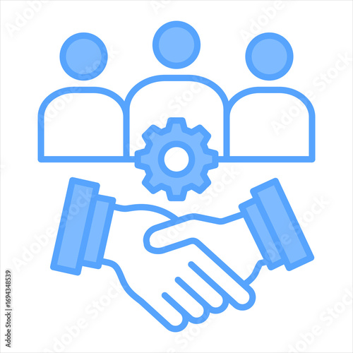 Teamwork Blue Icon Vector Illustration