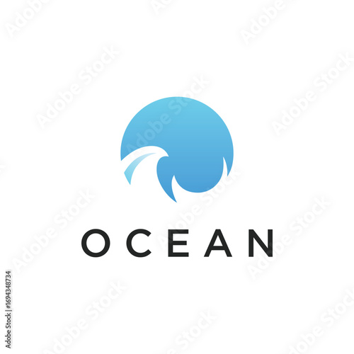 Creative blue ocean wave abstract logo template design. Logo for business, travel, holiday and vacation.