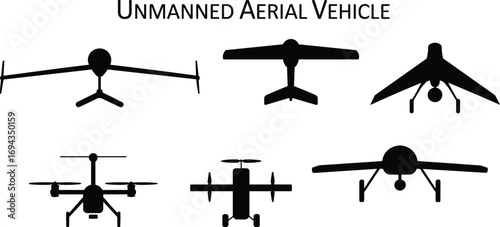 Unmanned aerial vehicle, drone silhouette, UAV design, military drone, surveillance aircraft, quadcopter, aviation technology, aerial photography, reconnaissance