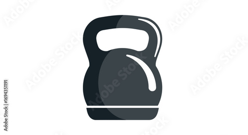 A dark grey kettlebell weight, isolated on white background.