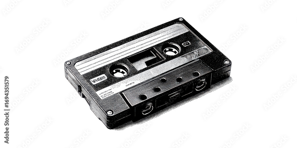 Obraz premium Vintage Audio Cassette Tape Illustration. Retro Music Media And Nostalgia Concept Isolated On Transparent Background